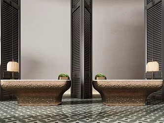 Lobby Reception Desk Reception Desk Water Bar 3d model