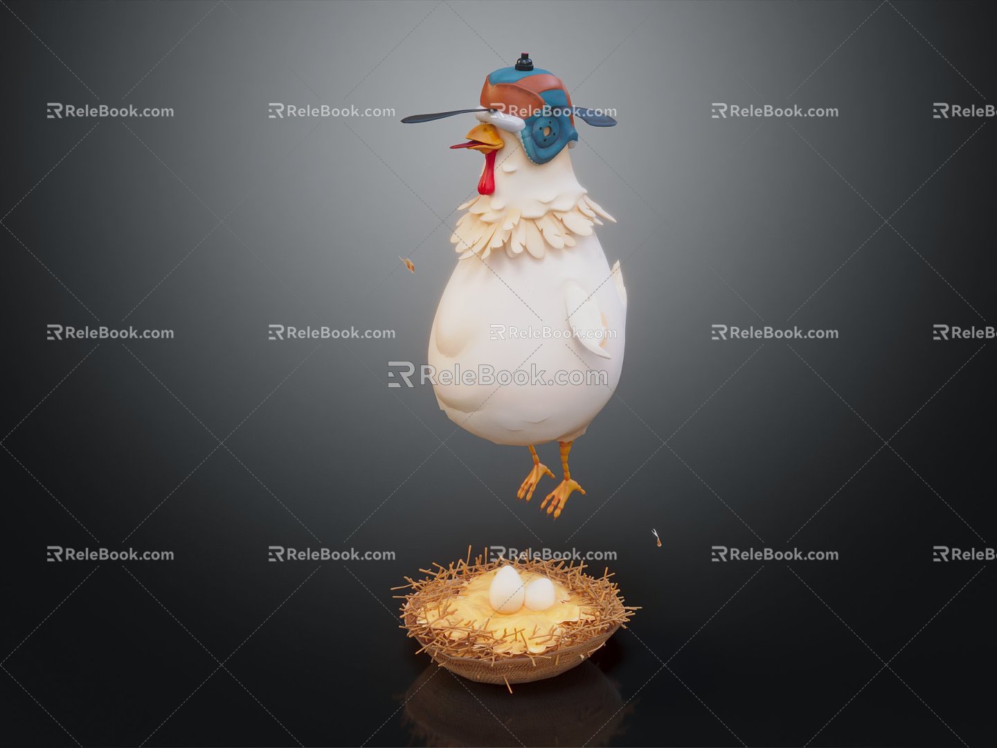 Modern hen hen statue wood carving wood carving hen egg 3d model