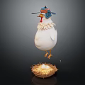 Playful Reptile Wearing Hat And Goggles Standing By Nest With Eggs On Black Background