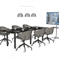 Modern conference table and chair combination 3d model
