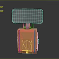 Orange Cube Shaped Robot Character With Black Screen And Metal Structure