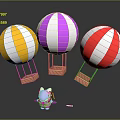 Colorful Hot Air Balloons Play Equipment Featuring Red White Yellow Purple And Cartoon Character Baskets