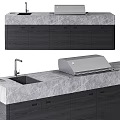 Modern Kitchen Interior With Marble Countertop Stainless Steel Sink And Faucet
