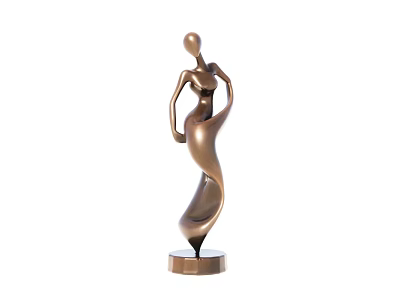 Abstract Bronze Female Sculpture With Curved Body And Square Base Stand 3d model