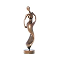 Abstract Bronze Female Sculpture With Curved Body And Square Base Stand