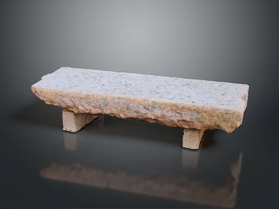 Natural Stone Bench Featuring Rough Surface And Four Short Sturdy Legs 3d model