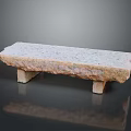 Natural Stone Bench Featuring Rough Surface And Four Short Sturdy Legs 3d model