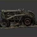 Vintage Rusted Tractor Model With Weathered Metal Parts And Grass Base