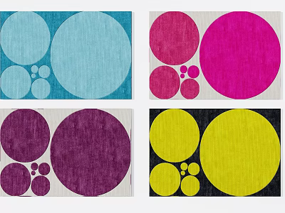 Square Rugs Featuring Various Colors And Circular Patterns For Home Design 3d model