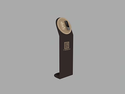 Brown Standing Access Control Terminal With Digital Keypad And Brand Logo 3d model
