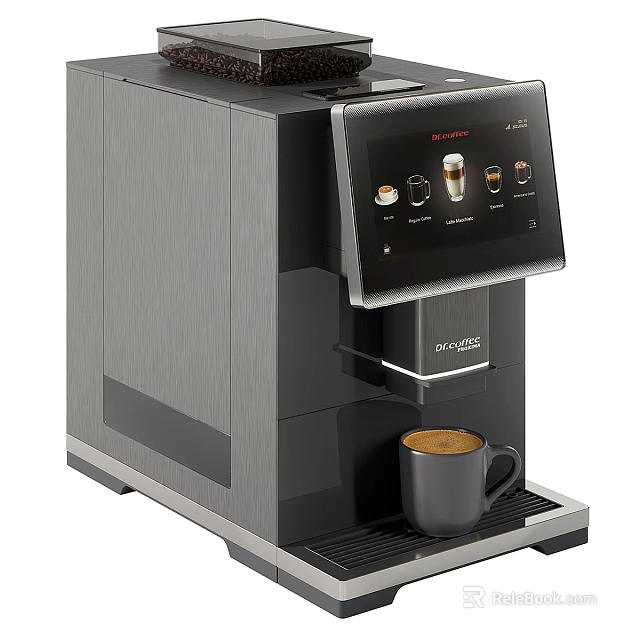 Modern Stainless Steel Automatic Coffee Machine Kitchen Appliance With Touch Screen Display Brewing Coffee 3d model 