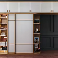 Modern Wardrobe Design With Sliding Doors Wooden Frame And Internal Storage Shelves
