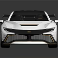 Stylish White Sports Car With Black Roof Gold Wheels And Rear Spoiler