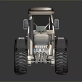 Modern Metallic Tractor Design With Large Tires Driver Cabin And Front Grille