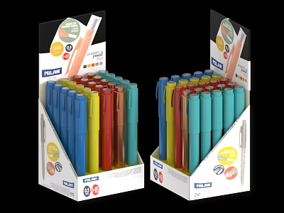 Colorful FLAIR Pens in Display Box with Smooth Writing and Vibrant Colors 3d model