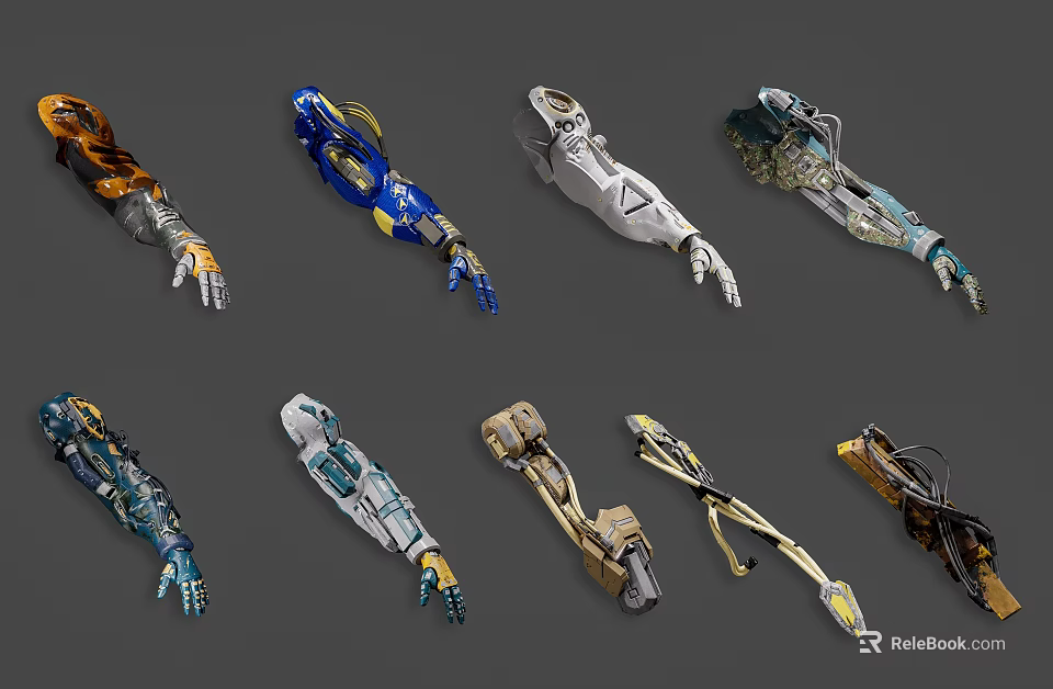 Functional Modern Prosthetic Limbs As Medical Devices With Various Designs And Colors 3d model 