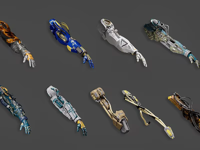 Functional Modern Prosthetic Limbs As Medical Devices With Various Designs And Colors 3d model