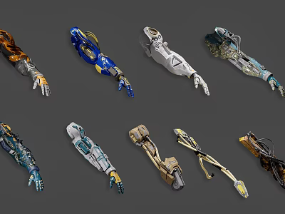 Functional Modern Prosthetic Limbs As Medical Devices With Various Designs And Colors 3d model