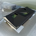 Contemporary Public Building Design With Cantilevered Roof And Perforated Geometric Facade