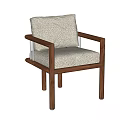 Modern Accent Chair With Wooden Frame Beige Cushion And Armrests