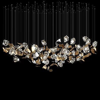 Elegant Modern Crystal Chandelier With Metallic Accents And Sparkling Decorative Elements 3d model