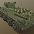Military Green Armored Utility Vehicle With Six Wheeled Turret And Weapons