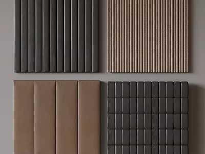 Textured Wall Panels In Various Colors With Vertical Stripes And Square Patterns 3d model