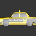 Yellow Green Shell Taxi Car With Roof Sign And Black Exterior Accents