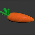 Orange Carrot Model With Green Leaves On Black Background With Reflection