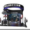 ZZJ Design Studio Exhibition Booth with Innovation Space Display Screens and Furniture