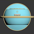 Smart Electronic Appliance With Circular Blue Design Golden Frame Black Screen And Stable Base