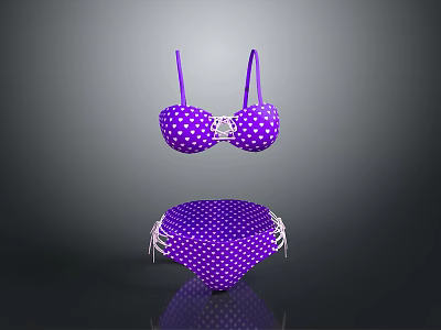 Stylish Purple Polka Dot Bikini Women's Summer Fashion Beach Swimwear Design 3d model