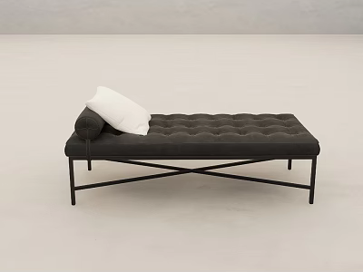 Modern Chaise Lounge With Dark Upholstery White Cushion And Black Metal Crossed Legs 3d model