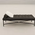 Modern Chaise Lounge With Dark Upholstery White Cushion And Black Metal Crossed Legs