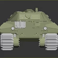 Light Green Tank 3D Model With Cannon Tracks And Dark Surface Reflections 3d model