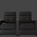Modern Black Leather Single Seater Sofa With Armrest Cup Holders For Home Theater