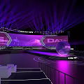 Modern Stage Design With Circular Layout Purple Lighting And Large LED Screen 3d model