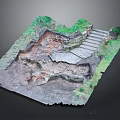 Archeological Site Model Featuring Stone Steps Dirt Ground Grass Edges And Stone Structures 3d model