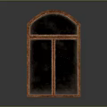 Brown Wooden Cabinet With Arched Top And Double Dark Doors