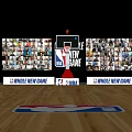 Basketball Gym Interior Featuring Wooden Floor NBA Logo Large Screen And Whole New Game