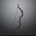 Ornate Wooden Bow With Curved Design Red Accents And Golden Details