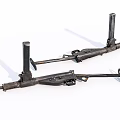 Two Vintage Machine Guns Featuring Metal Barrels Magazines and Stocks on White Background 3d model