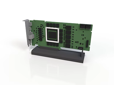 Green Electronic Circuit Board Featuring Integrated Chip And Components On Stand 3d model