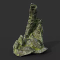 Moss Covered Natural Rock Formation With Arch Shaped Structure And Textured Surface 3d model