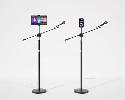 Professional Commercial Audio Visual Equipment With Integrated Screens Floor Stands And Microphones For Presentations 3d model