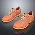 Casual Orange Leather Shoes With Yellow Laces And Beige Stitched Soles