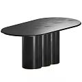Modern Black Dining Table With Cylindrical Legs Sleek Surface And Minimalist Design 3d model