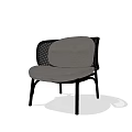 Stylish Single Armchair With Mesh Backrest Gray Cushion And Black Frame 3d model