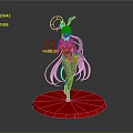 Game Movie Character With Black Bunny Ears Purple Long Hair Holding Tray On Red Base