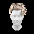 Game and Movie Character Head Model With Blonde Curly Hair On Black Background